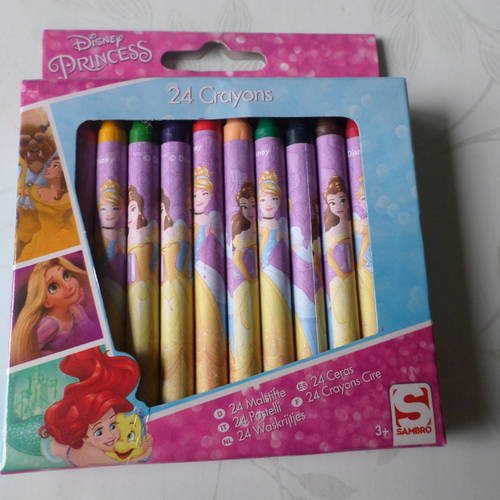 X 24 crayons de cire motif princesses 