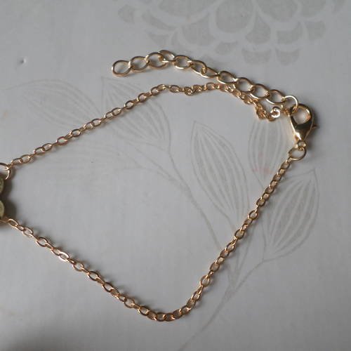 X 1 bracelet chaine fine de cheville breloque coeur en métal doré 21 cm 