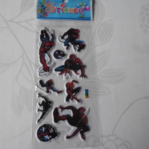 X 1 planche de stickers autocollants spiderman en plastique bombé 