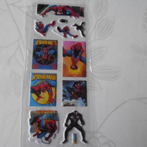 X 1 planche de stickers autocollants spiderman en plastique bombé 