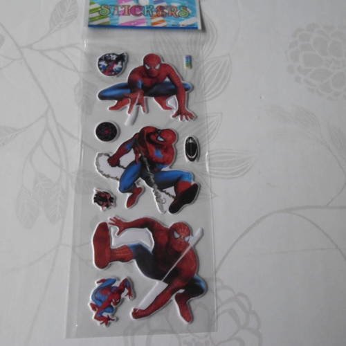 X 1 planche de stickers autocollants motif spiderman en plastique bombé 