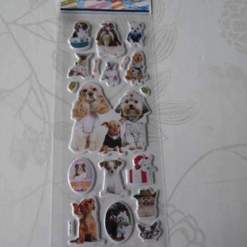 X 1 planche de stickers autocollants motif chien plastique bombé 