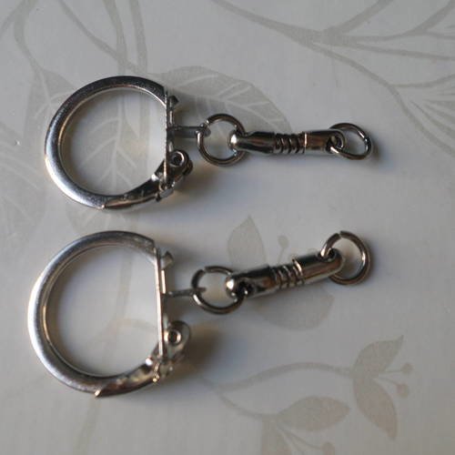X 6 porte-clés anneau chaîne métal argenté 5 cm 