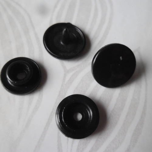 X 1 lot de 10 boutons pression noir  kam t5 12 mm plastique 