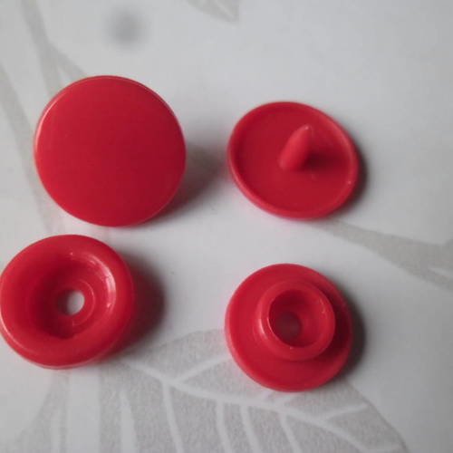 X 1 lot de 10 boutons pression rouge  kam t5 12 mm en plastique 