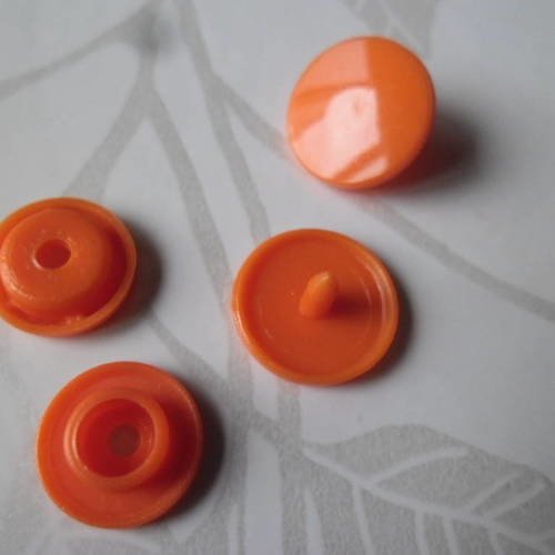 X 1 lot de 10 boutons pression orange  kam t5 12 mm plastique 