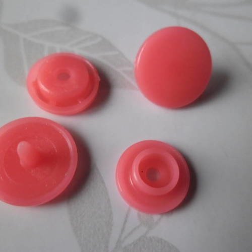 X 1 lot de 10 boutons pression rose/orangé  kam t5 12 mm plastique 