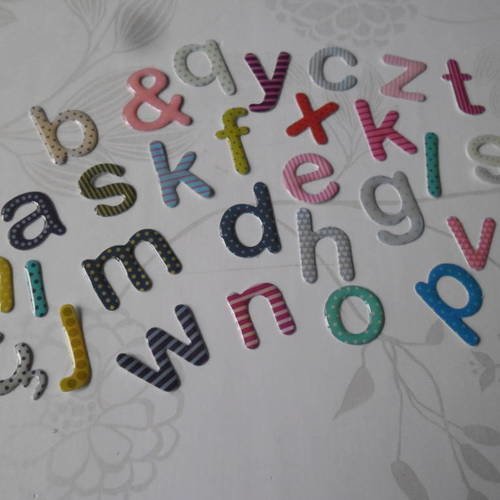 X 1 lot de 26 lettres/alphabet 3d a à z motif multicolore à coller 2 cm 