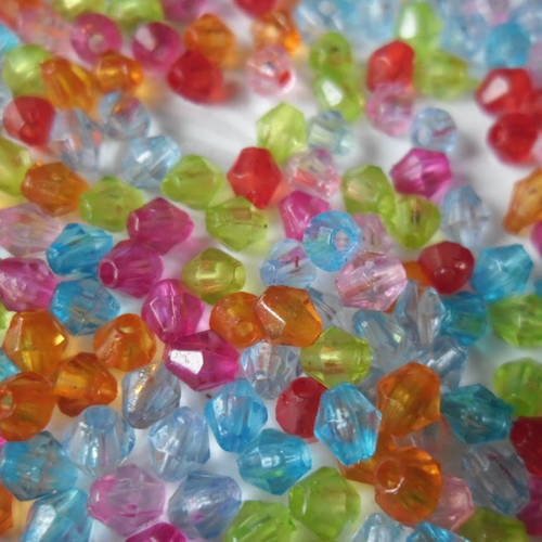 X 100 mixte perles intercalaires bicone multicolore en acrylique 4 x 4 mm 