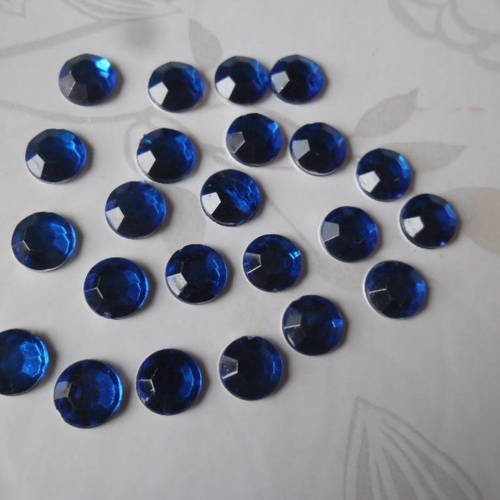 X 50 strass forme rond couleur bleu foncé à facettes à coller acrylique 8 mm 