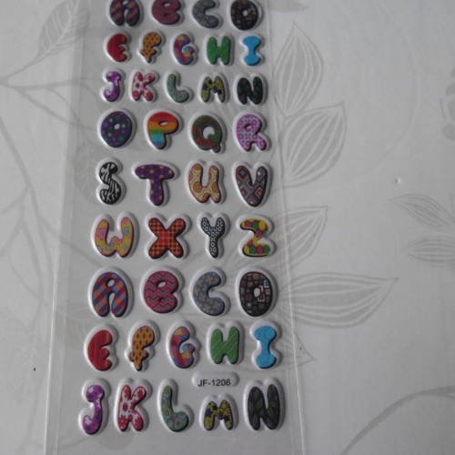 X 1 planche de stickers autocollants lettres/alphabet 3d plastifés 