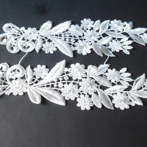 X 1 paire de guipure dentelle floral venise blanche à coudre polyester 27,5 x 8 cm vv 