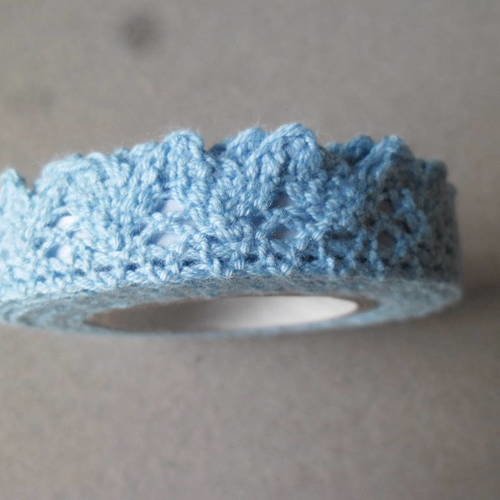 X 1,60 mètre ruban adhésif dentelle coton bleu ajouré repositionnable 15 mm 