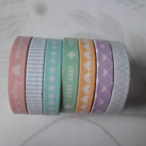 7 fois 3 mètres de rubans adhésif masking tape à motif multicolore repositionnable 6 mm 