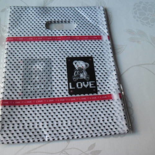 X 5 sachets/pochette plastique emballage fond blanc à motif 20 x 15 cm 