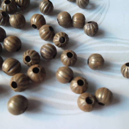 X 20 perles intercalaires citrouille métal bronze 6 x  6 mm 