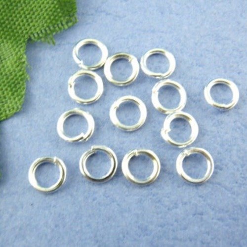 X 100 anneaux de jonction ouvert métal argenté 5 mm 