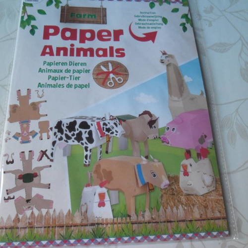X 1 kit complet pour réaliser des animaux de la ferme prédécoupé en papier 