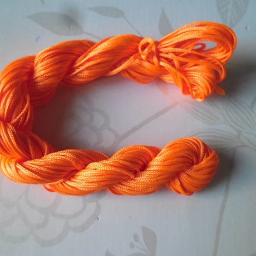 X 27 mètres de fil shamballa orange fluo nylon macramé cordon tressé 1 mm 