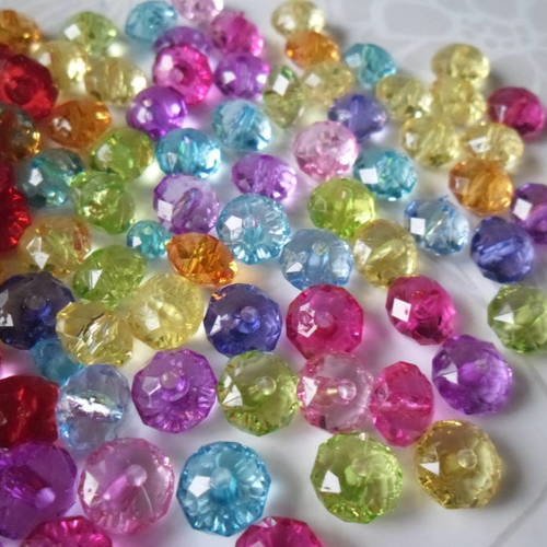 X 30 mixte perles intercalaires à facettes multicolore acrylique 10 x 7 mm 