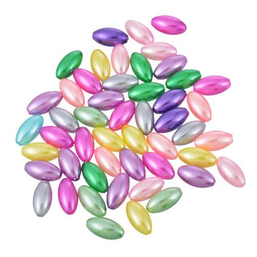 X 50 mixte perles intercalaires ovale multicolore satiné acrylique 13,5 x 7 mm 
