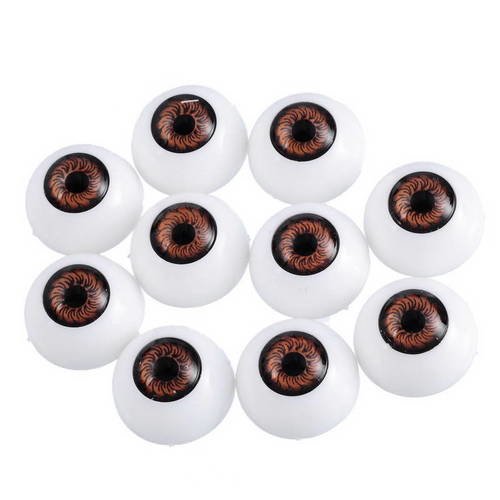 X 1 paire d'yeux rond marron matière plastique pour poupée 20 mm 