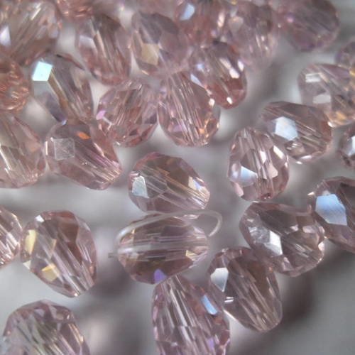 X 10 perles intercalaires cristal goutte d'eau rose ab 8 x 6 mm