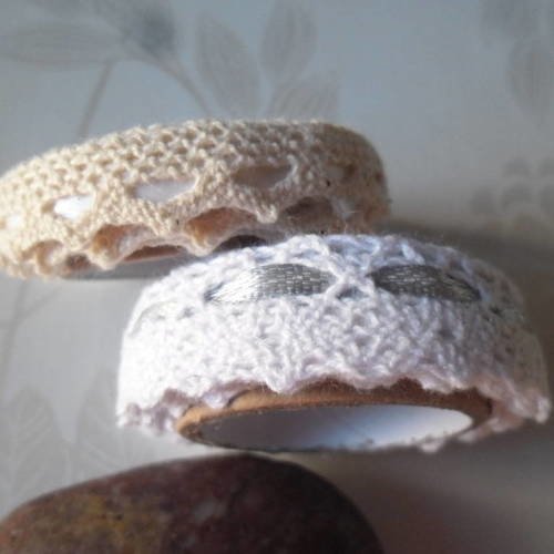 2 fois 1 mètre de ruban adhésif coton broderie anglaise 15/10 mm 