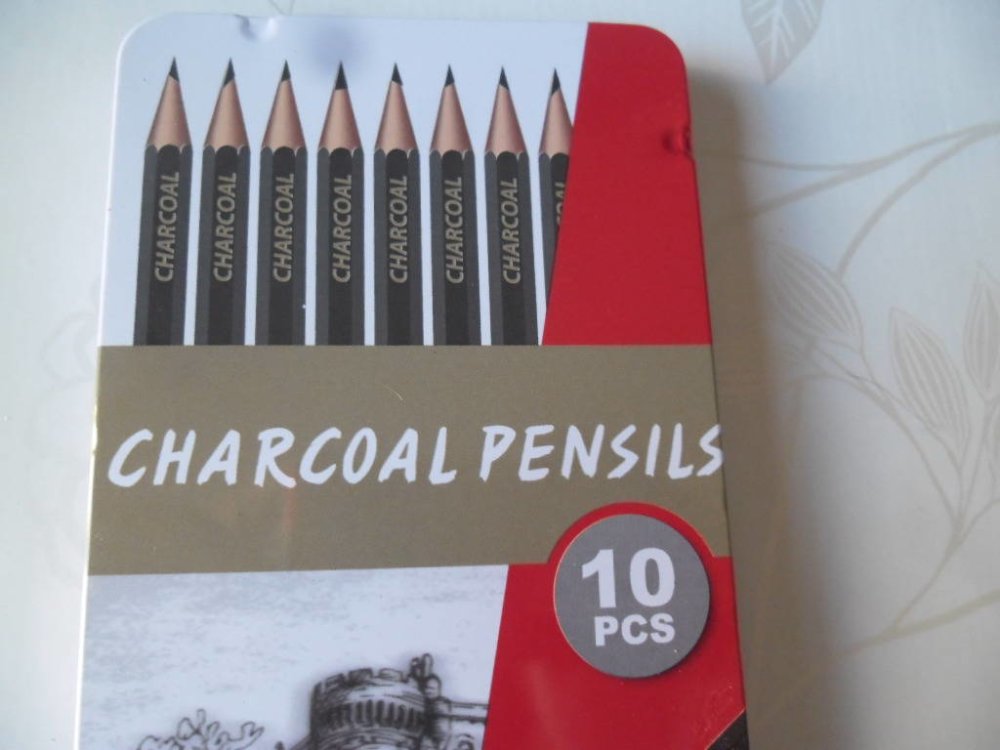 X 1 boite métal de 10 crayons fusain pour dessin - Un grand marché