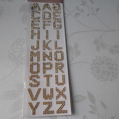 X 30 mixte stickers autocollants lettres/alphabet strass doré 2,5 cm 
