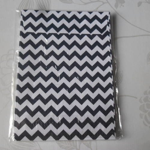 X 10 enveloppes rectangle à motif zig zag bleu marine sur fond blanc 16 x 11,5 cm 