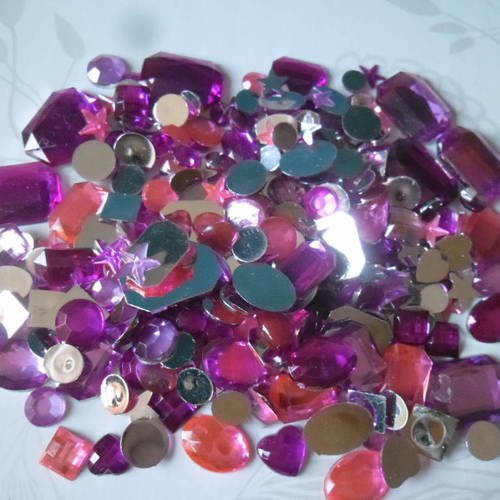 X 285 mixte strass/diamants ton rose facette à coller acrylique 