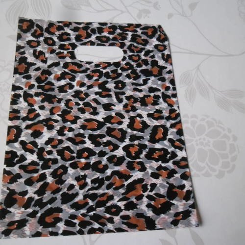 X 5 sacs sachets plastique emballages 20 x 15 cm motif léopard 