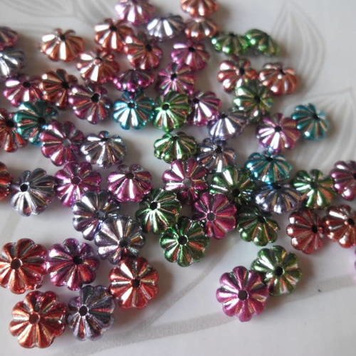X 50 mixte perles intercalaires soucoupe multicolore acrylique 6 x 4 mm 