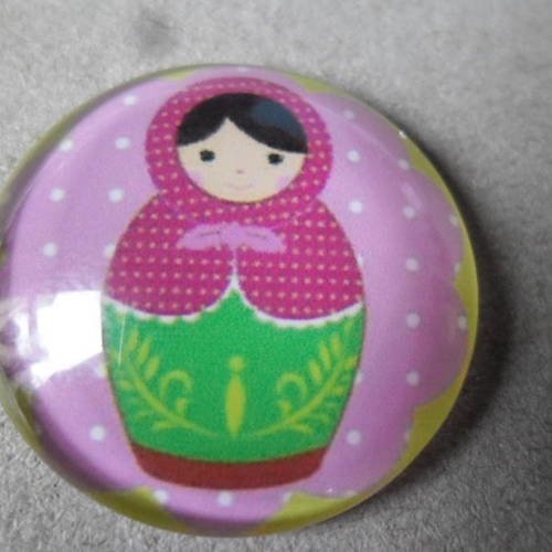 X 1 camée/cabochon rond verre dome poupée russe à motif 25 mm 