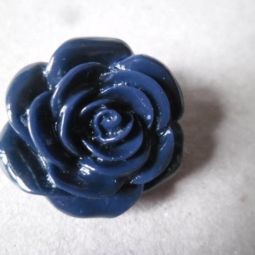 X 1 bouton pression(bijou)fleur bleu marine en résine 21 mm 