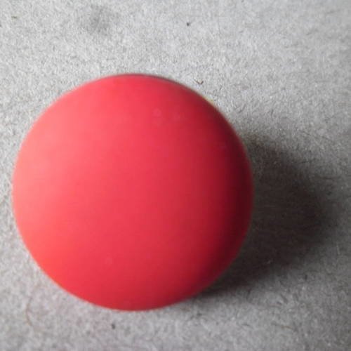 X 1 bouton pression(bijou)rond résine rouge métal argenté 18 mm 