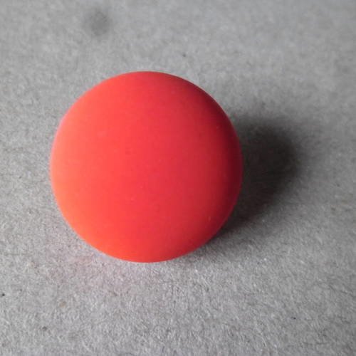 X 1 bouton pression(bijou)rond résine orange fluo métal argenté 18 mm 