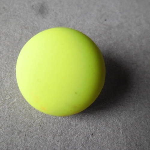 X 1 bouton pression(bijou)rond résine jaune fluo métal argenté 18 mm 
