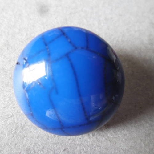 X 1 bouton pression(bijou)rond résine bleu foncé à motif métal argenté 18 mm 