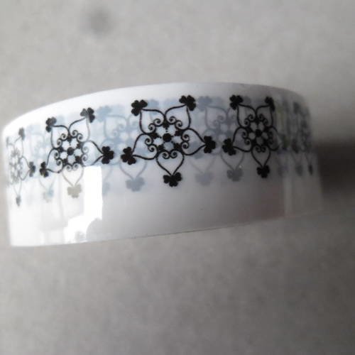 X 10 mètres rubans adhésif masking tape blanc/noir à motif fleur repositionnable 15 mm 