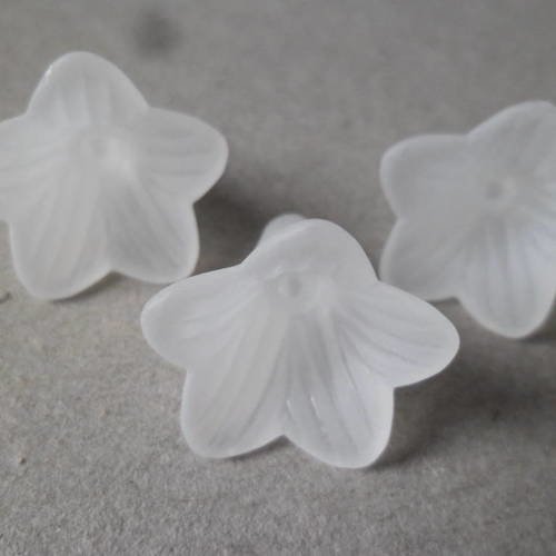 X 5 perles coupelles fleur de lys blanc acrylique  22 x 22 mm 