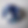 X 1 bouton pression(bijoux)strass incruster ton bleu argenté 20 mm 