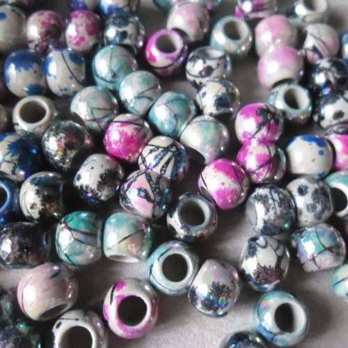 X 30 mixte perles ronde multicolore ab acrylique 8 mm 