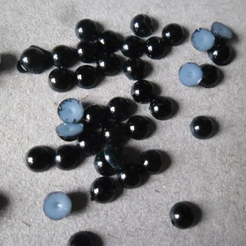 X 100 demi-perles strass noir satiné à coller acrylique 4 mm 