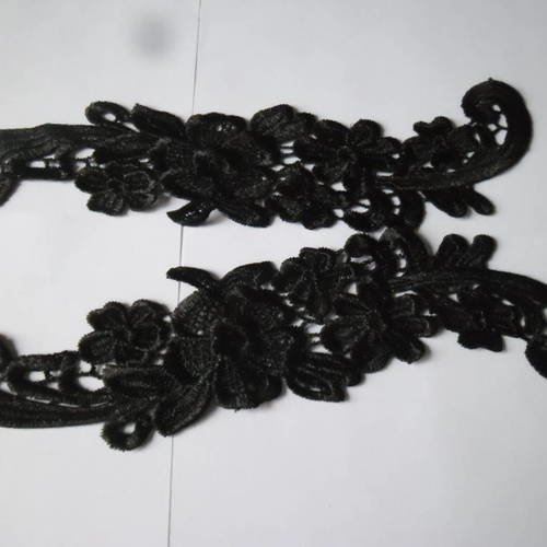 X 1 paire de guipure dentelle venise floral noir à coudre polyester 25 x 6,7 cm n°94 