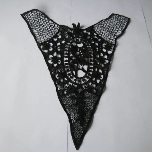 X 1 guipure col dentelle floral venise noir à coudre polyester 30 x 38 cm n°95 