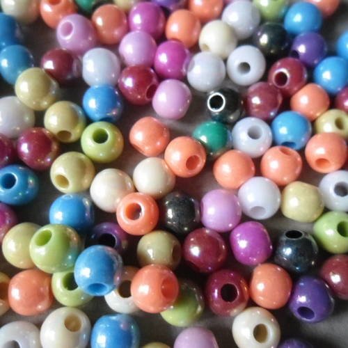X 1 gros lot de 400 mixte perles multicolore acrylique 6 mm 