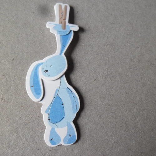 X 3 stickers autocollants 3d motif doudou lapin bleu 7,2 x 3,7 cm 