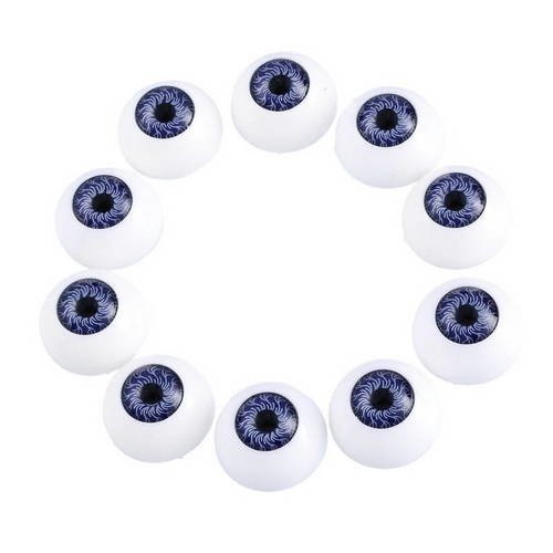 X 2 gros yeux rond violet foncé matière plastique pour poupée 20 mm 